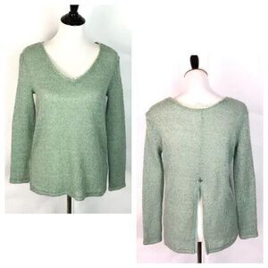 Others Follow Open Knit Top Size S Green Cozy Fuzzy Floral Lace Fairy Balletcore